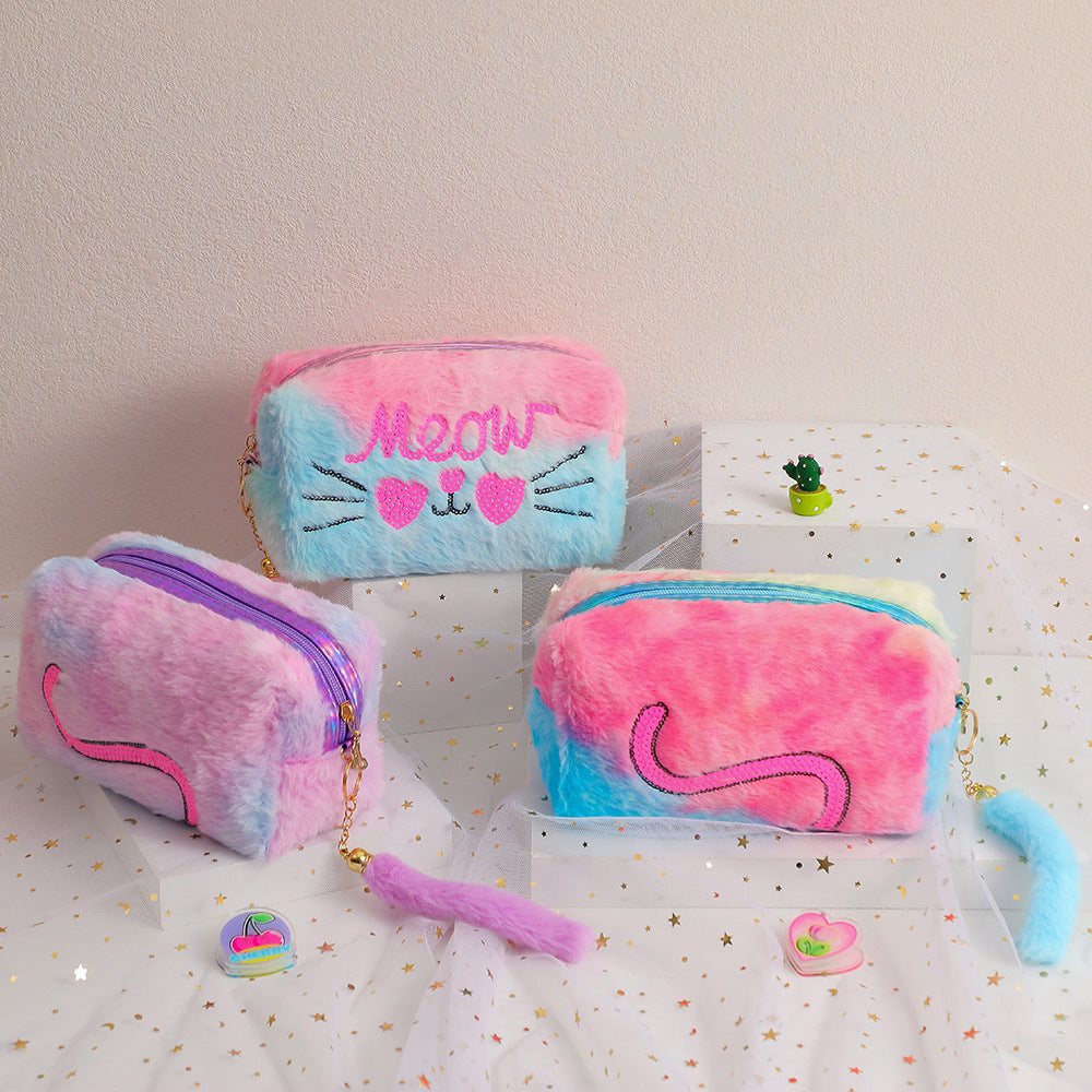 Wholesale Plush Cat Student Large Capacity Stationery Storage Bag